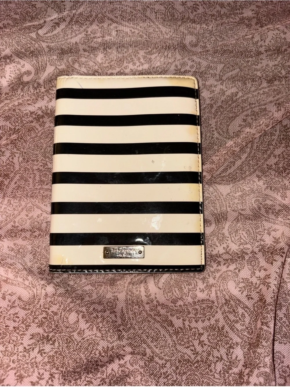 kate spade Black & White Stripe Passport Holder
